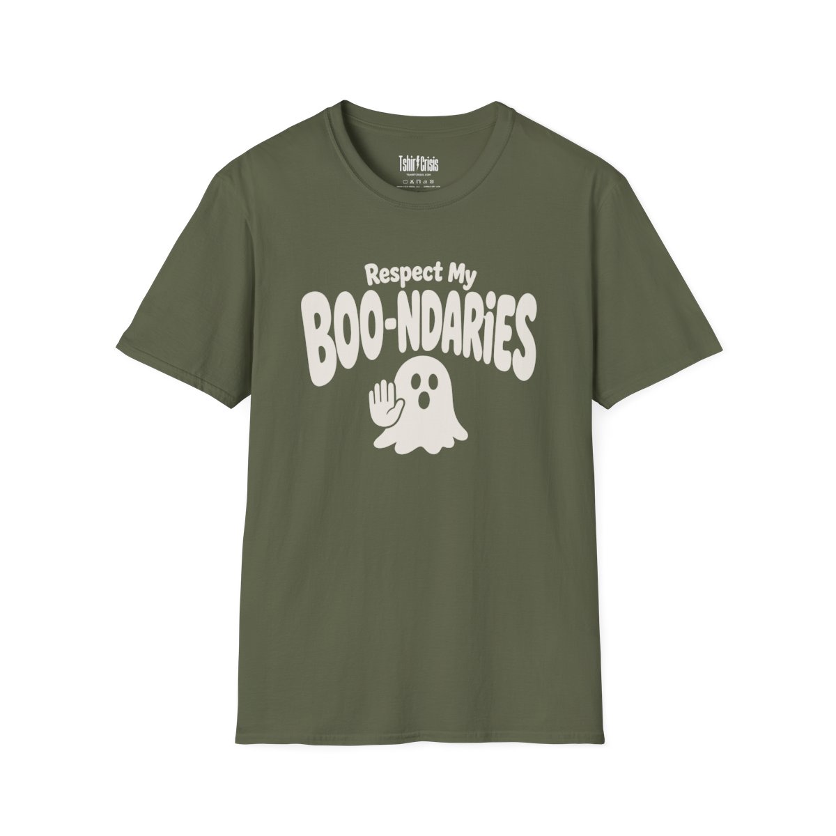 Respect My Boo-ndaries Halloween T-Shirt in Military Green