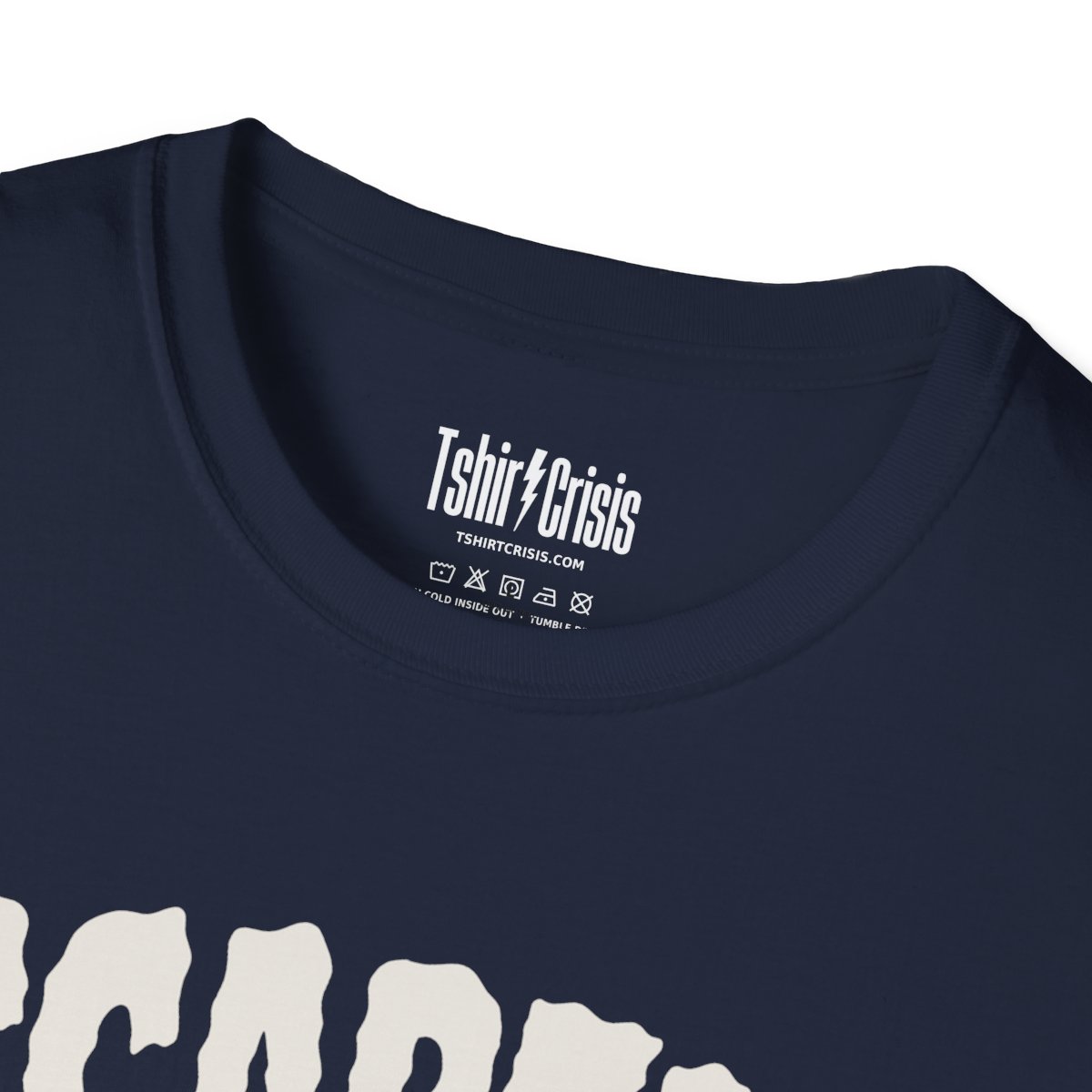 Scaredy Cat Halloween T-Shirt in Navy, branded inside neck label
