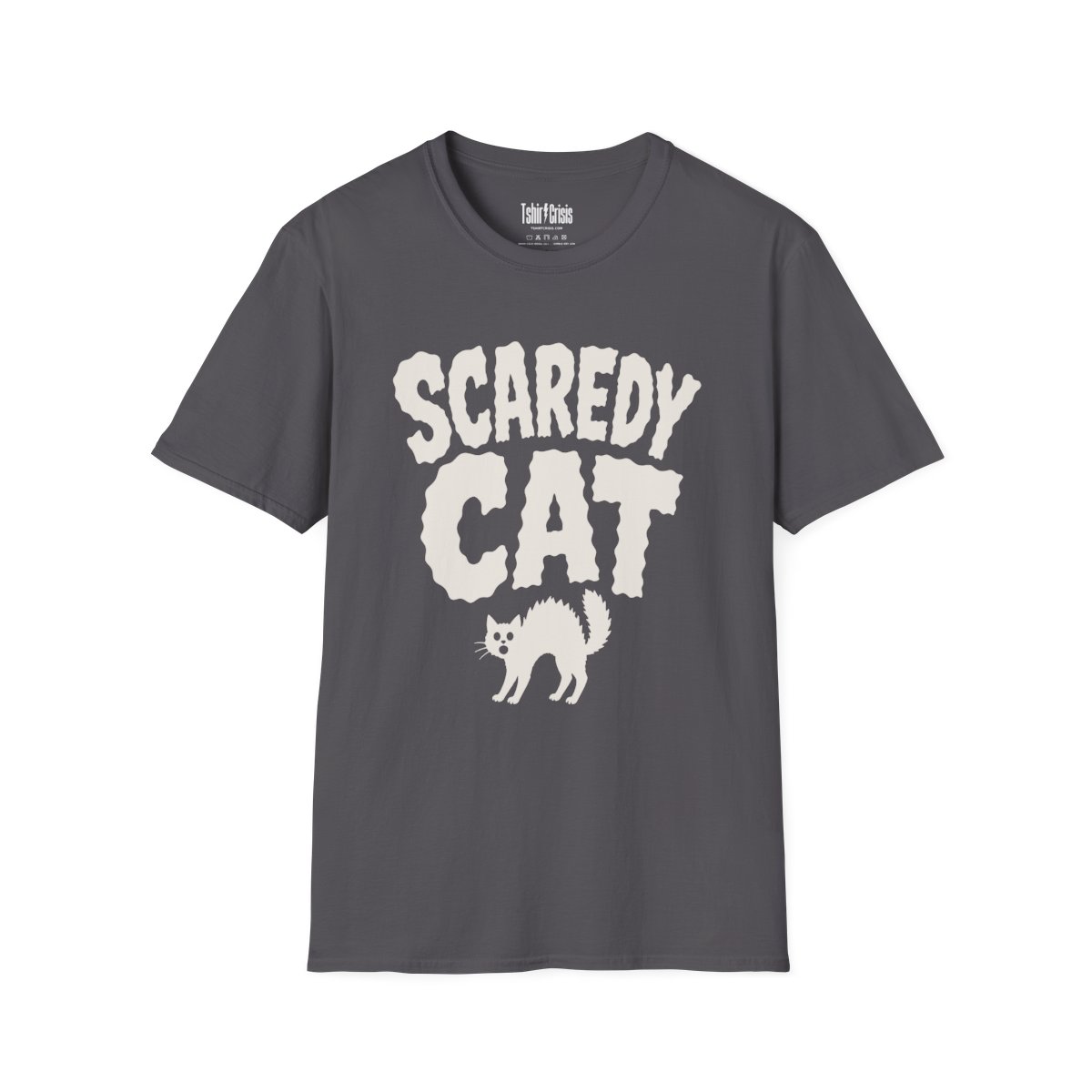 Scaredy Cat Halloween T-Shirt in Charcoal