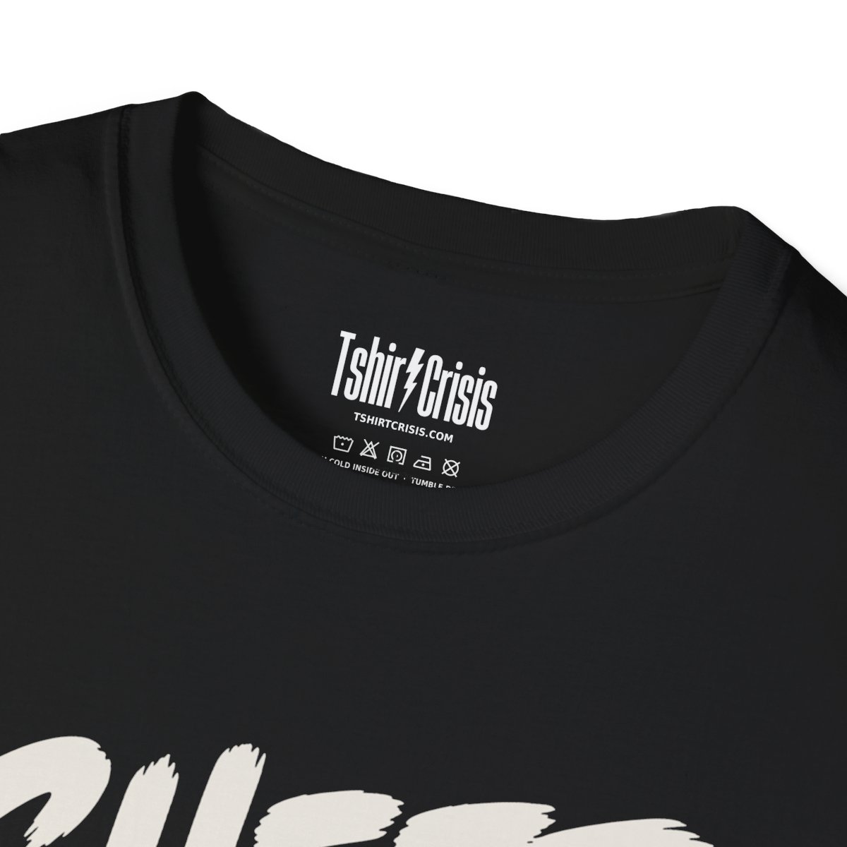 Sheet Happens Halloween T-Shirt in Black, branded inside neck label