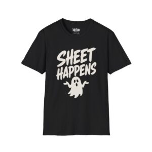 Sheet Happens Halloween T-Shirt in Black