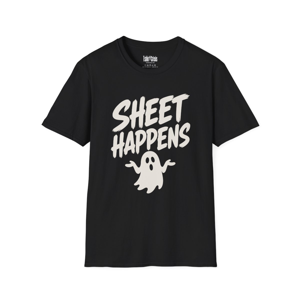 Sheet Happens Halloween T-Shirt in Black