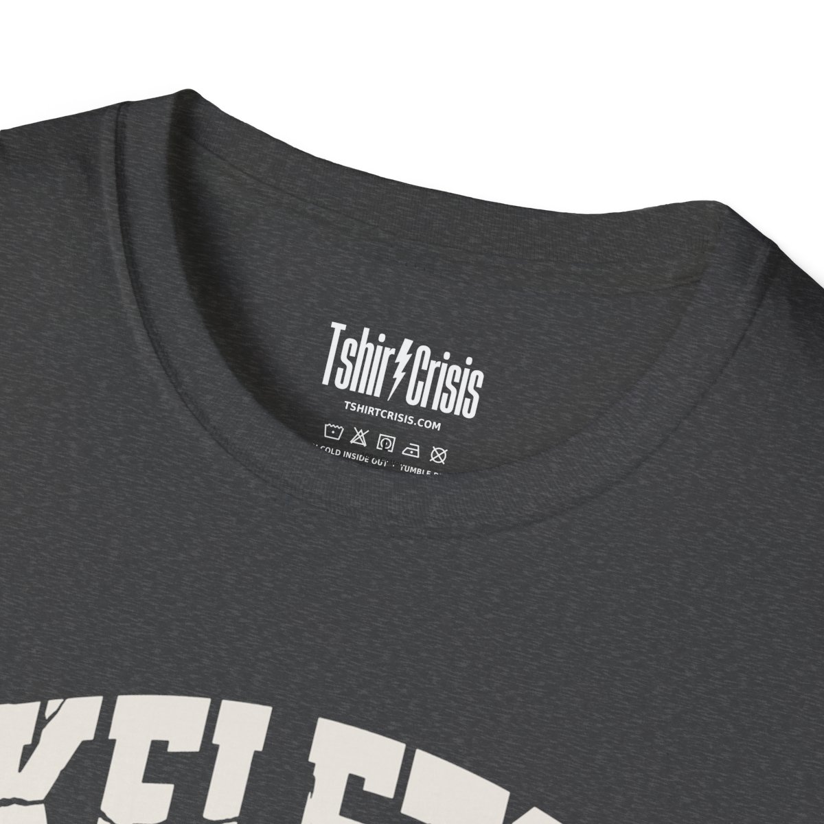 Skeleton Crew Halloween T-Shirt in Dark Heather, branded inside neck label