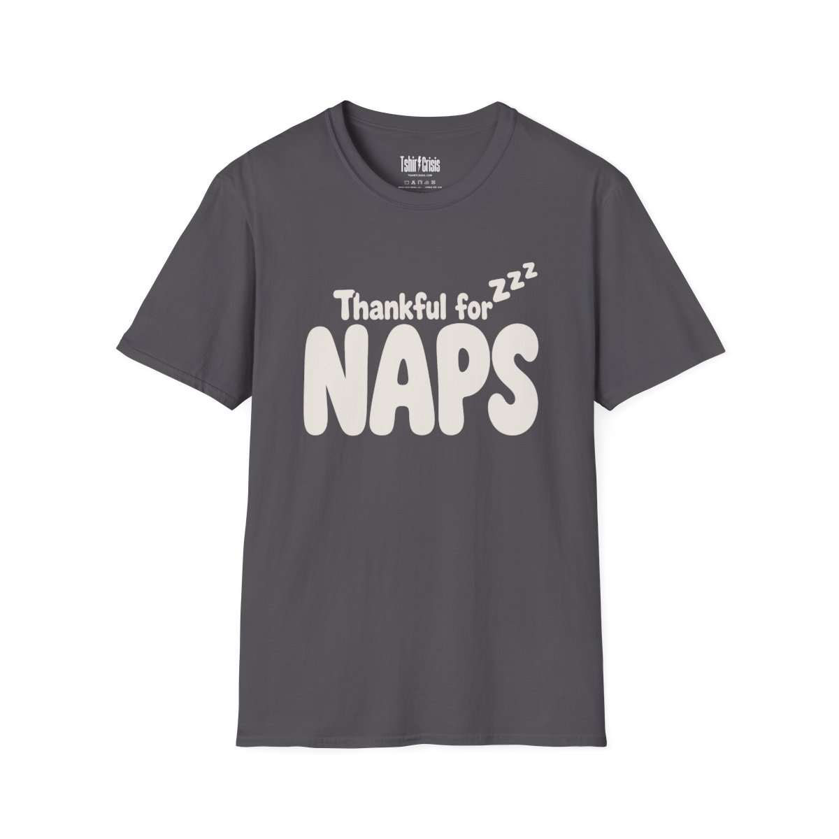 Thankful for Naps Thanksgiving T-Shirt in Charcoal