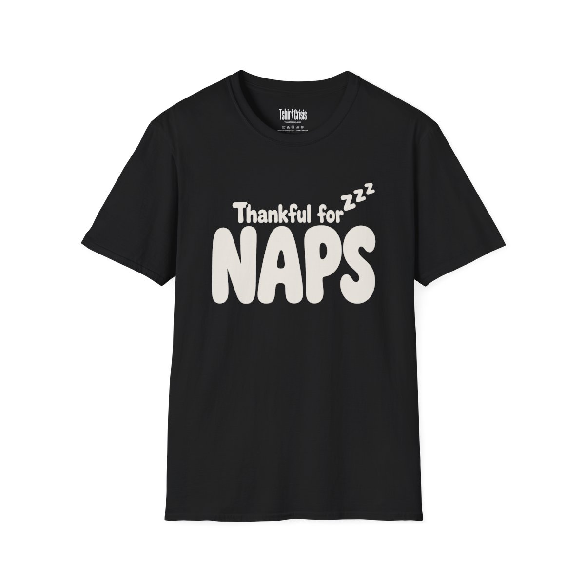 Thankful for Naps Thanksgiving T-Shirt in Black