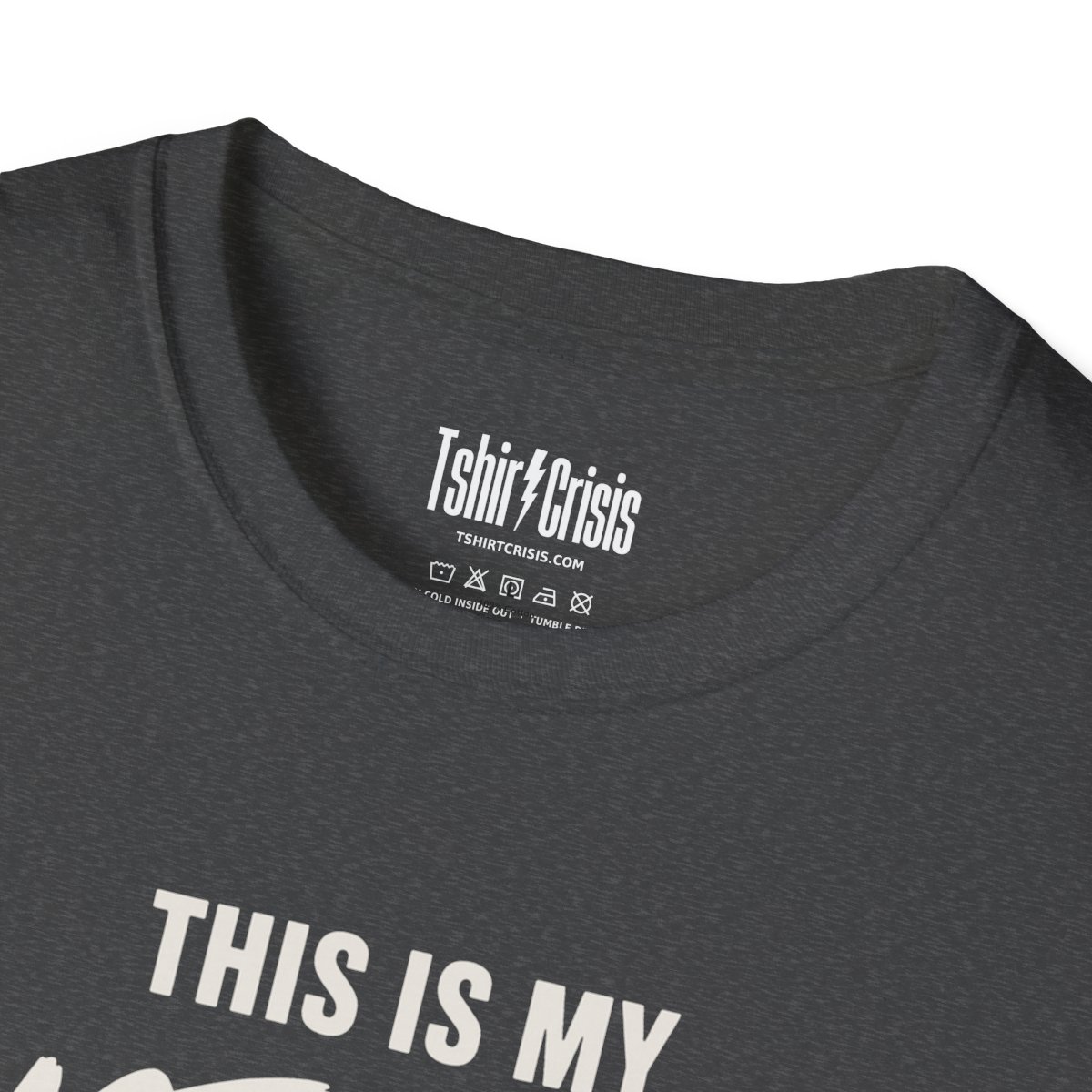 This Is My Last-Minute Costume Halloween T-Shirt in Dark Heather, branded inside neck label