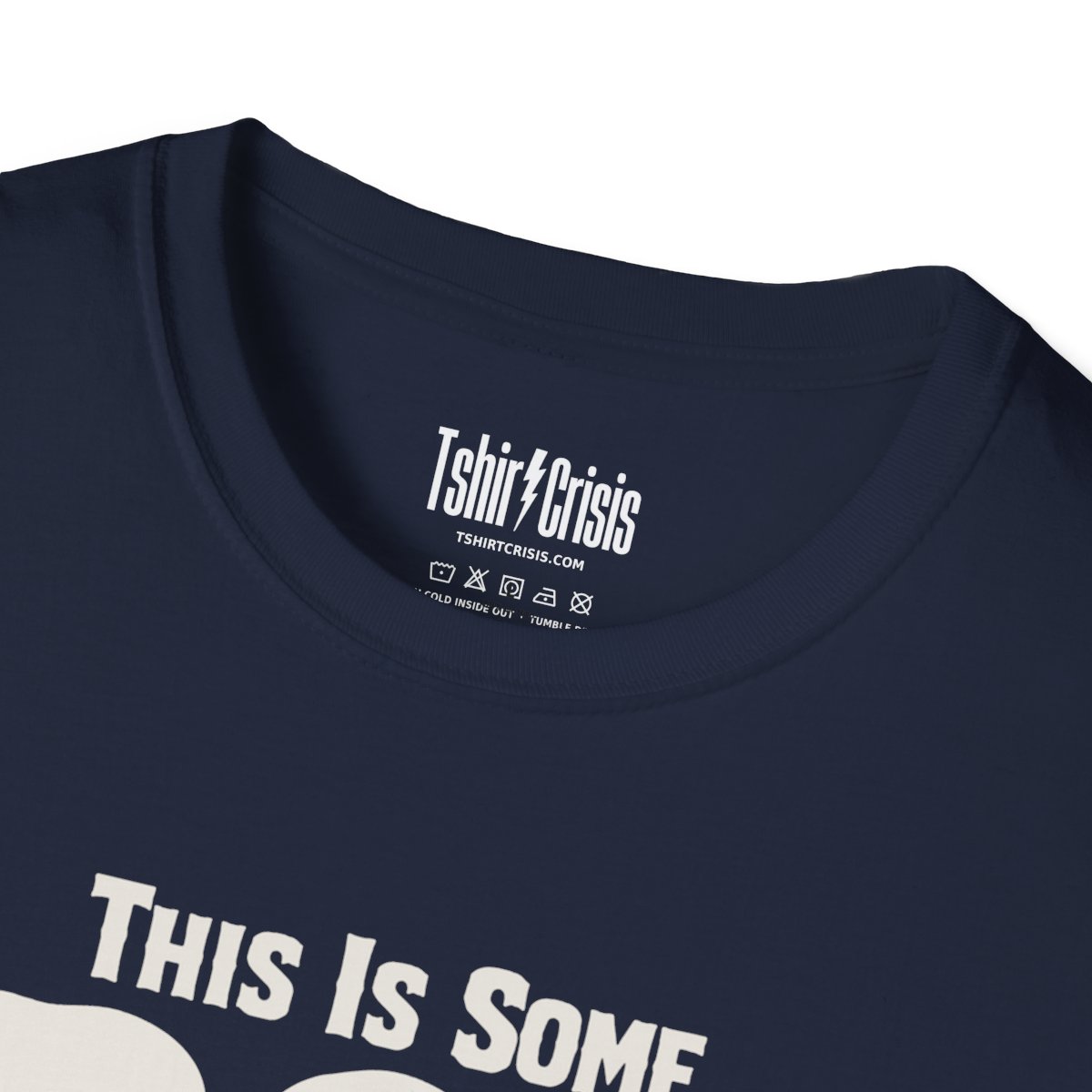 This Is Some Boo Sheet Halloween T-Shirt in Navy, branded inside neck label