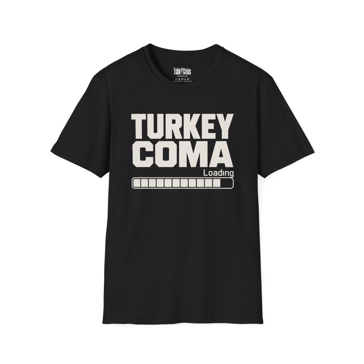 Turkey Coma Loading Thanksgiving T-Shirt in Black