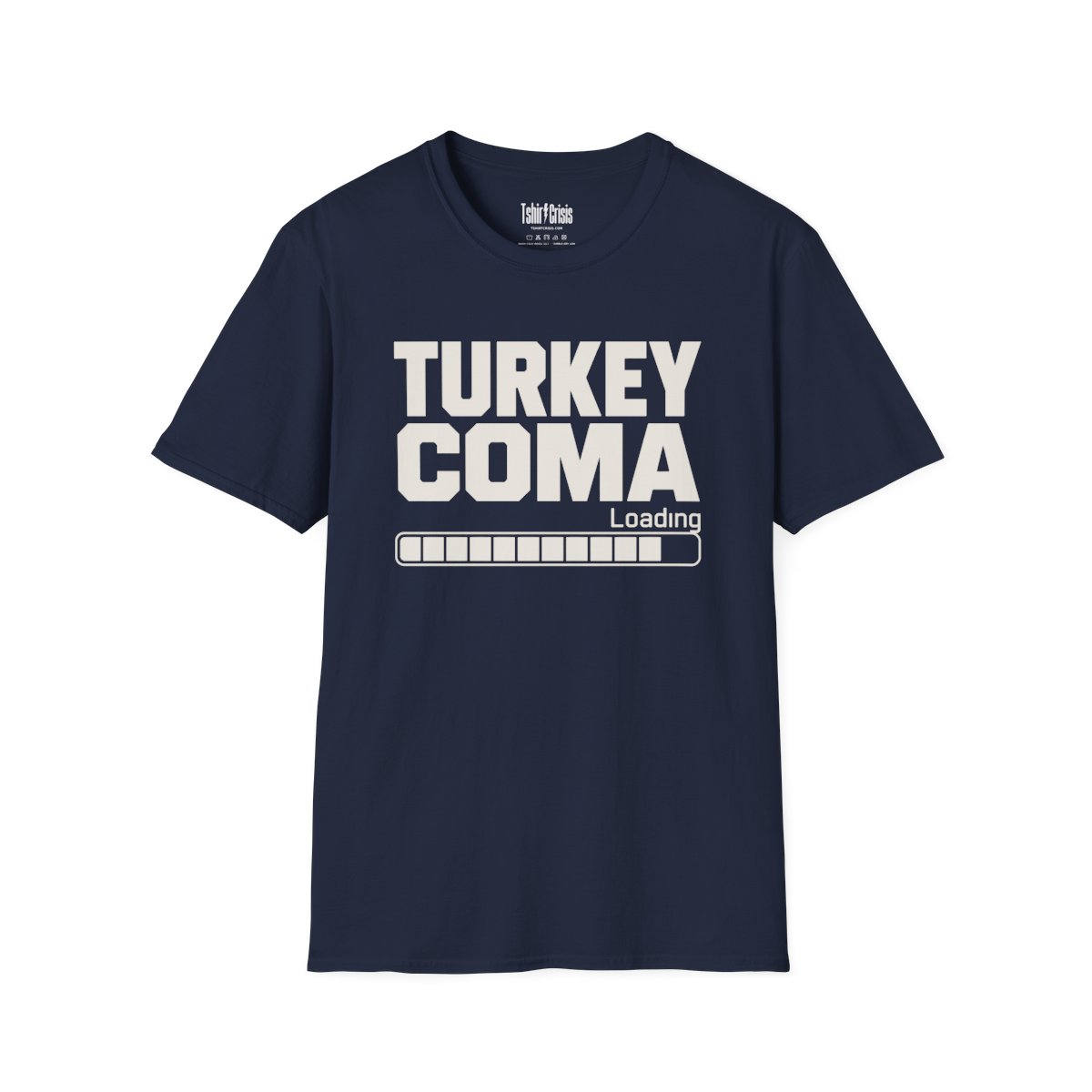 Turkey Coma Loading Thanksgiving T-Shirt in Navy