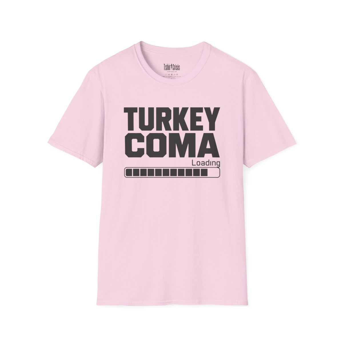 Turkey Coma Loading Thanksgiving T-Shirt in Light Pink