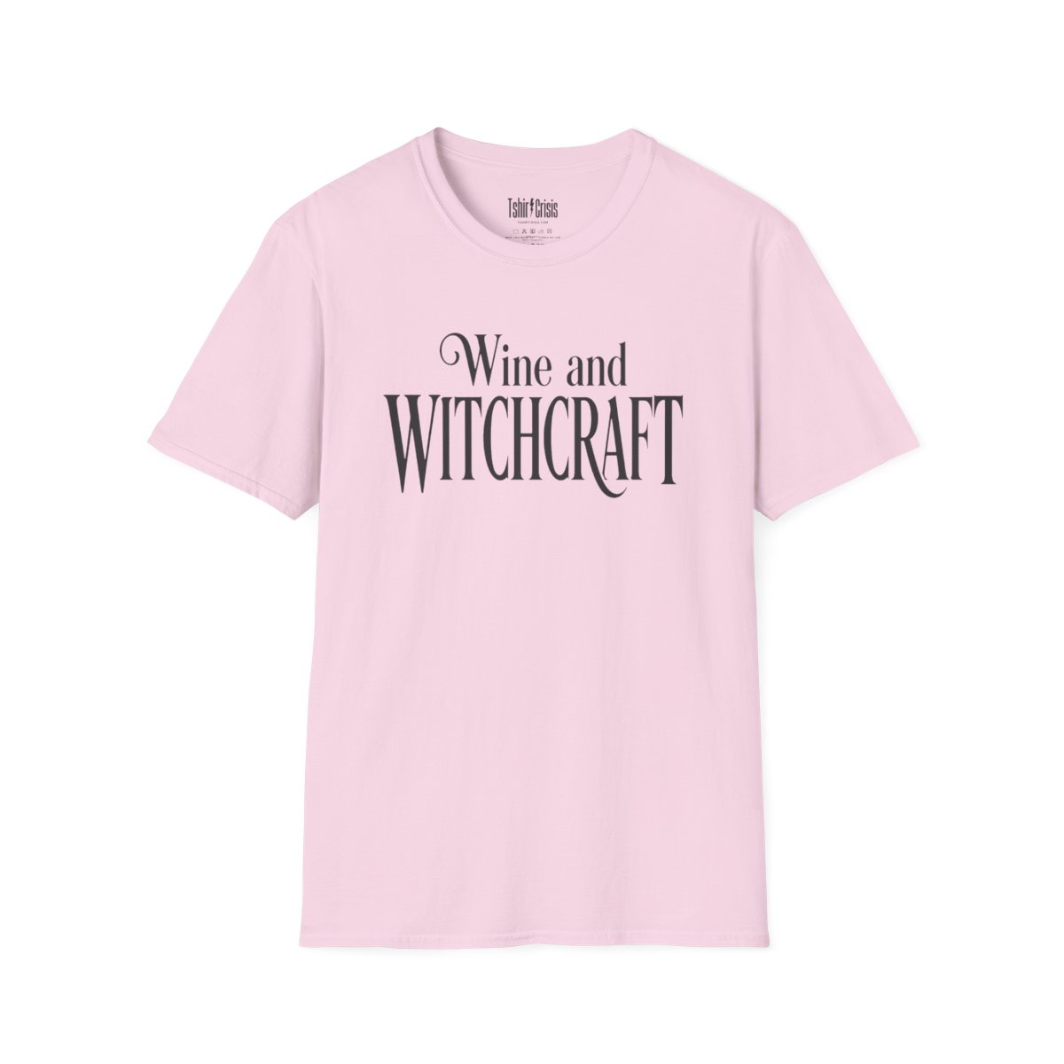 Wine and Witchcraft Halloween T-Shirt in Light Pink