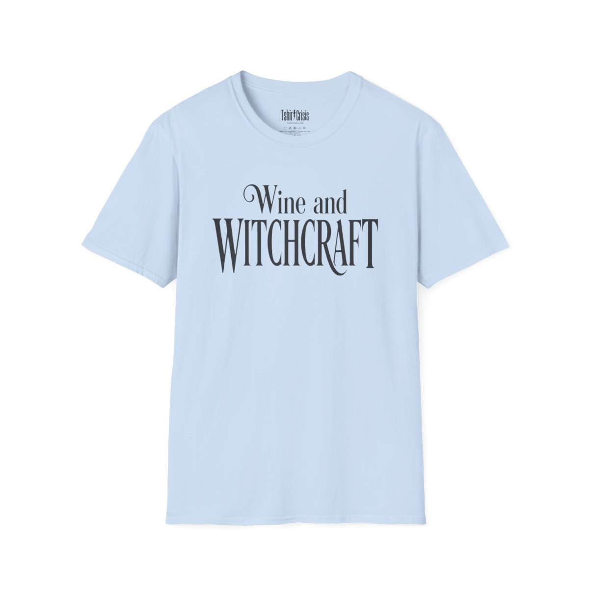 Wine and Witchcraft Halloween T-Shirt in Light Blue