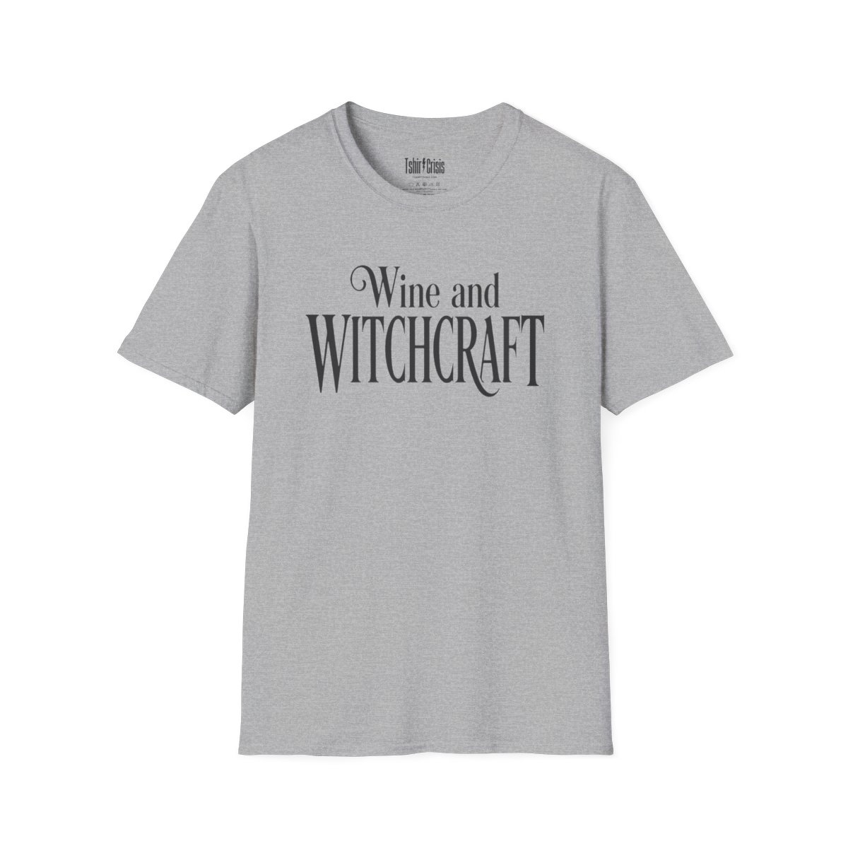Wine and Witchcraft Halloween T-Shirt in Sport Grey