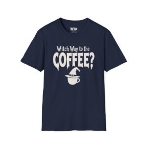Witch Way to the Coffee Halloween T-Shirt in Navy