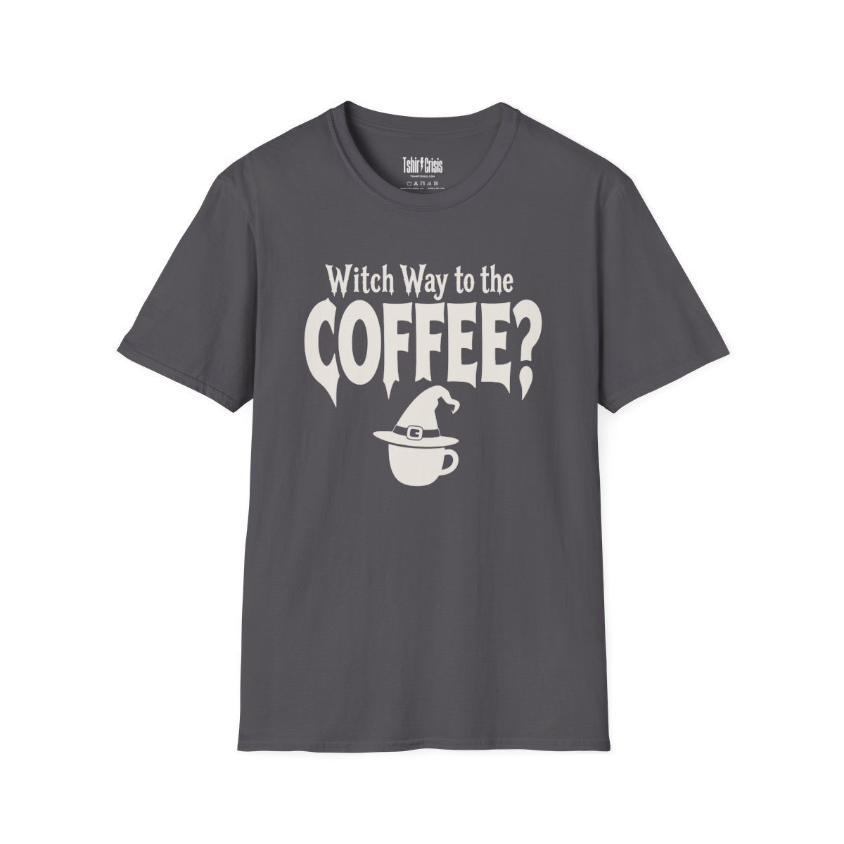 Witch Way to the Coffee Halloween T-Shirt in Charcoal