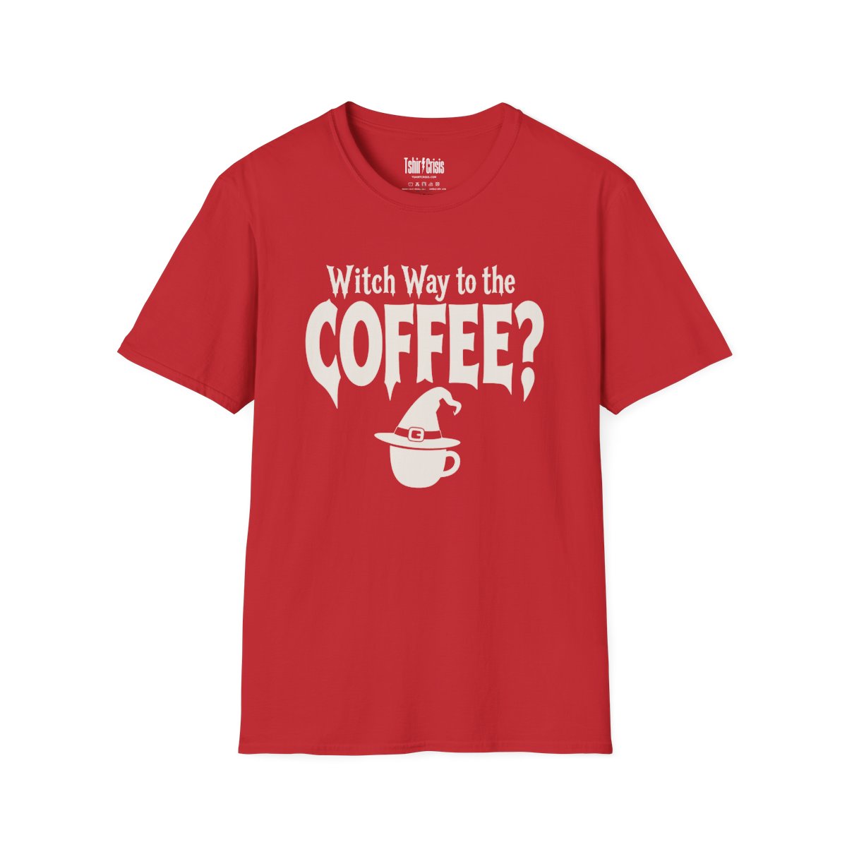 Witch Way to the Coffee Halloween T-Shirt in Red