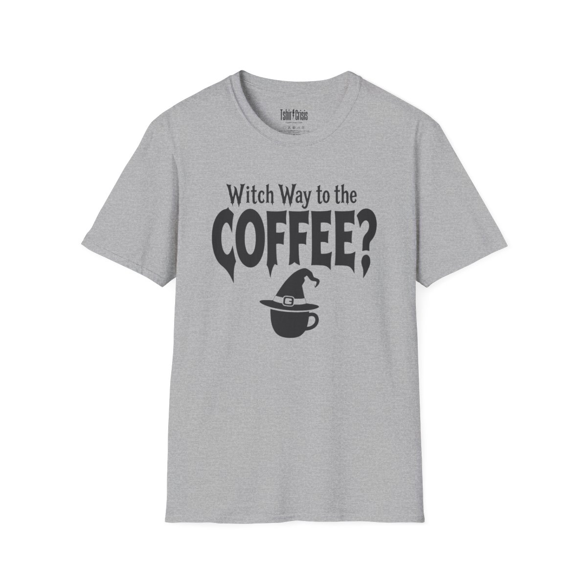 Witch Way to the Coffee Halloween T-Shirt in Sport Grey