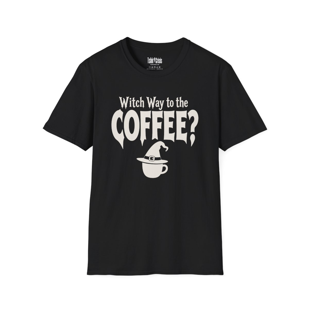 Witch Way to the Coffee Halloween T-Shirt in Black